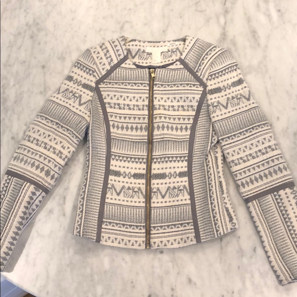 H&M statement white and gray jacket.